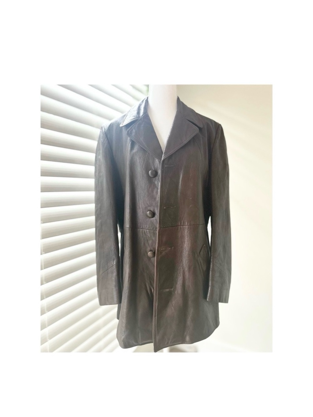 Esprit Vintage Dark Brown Leather Trench Coat